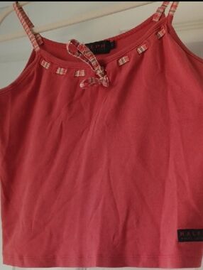 Ralph Lauren Rust Orange  Plaid-Trim Camisole